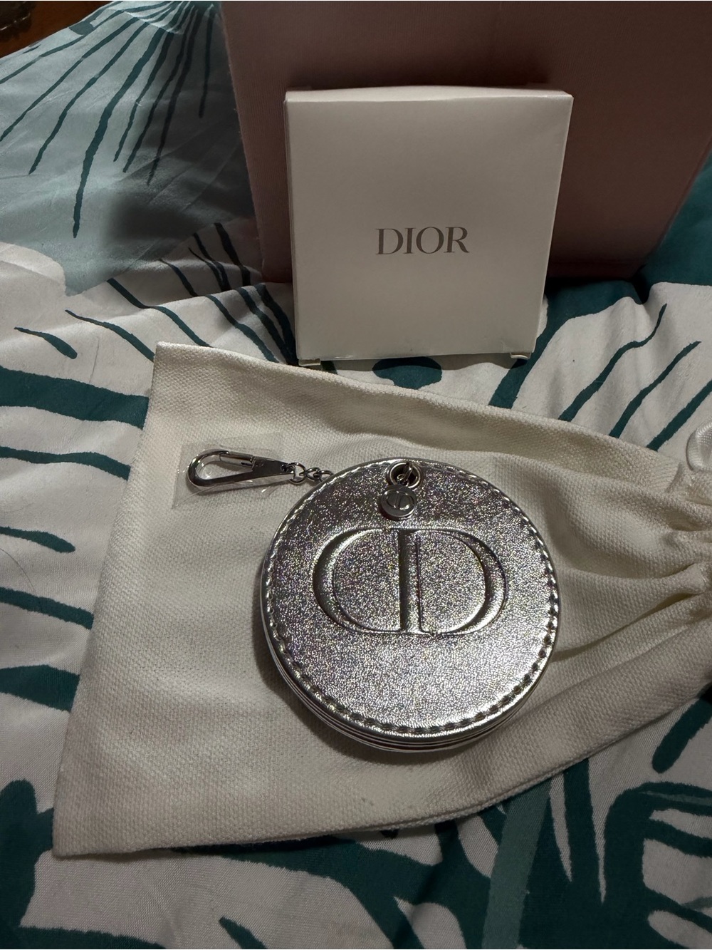 Dior Silver Round CD Keyring Pouch